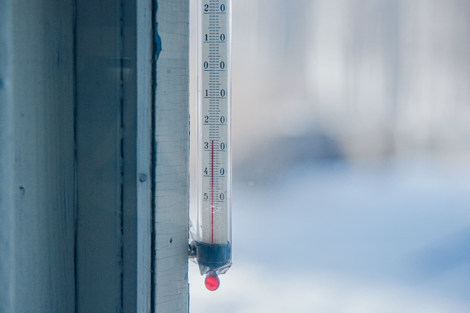 A thermometer reading well below freezing