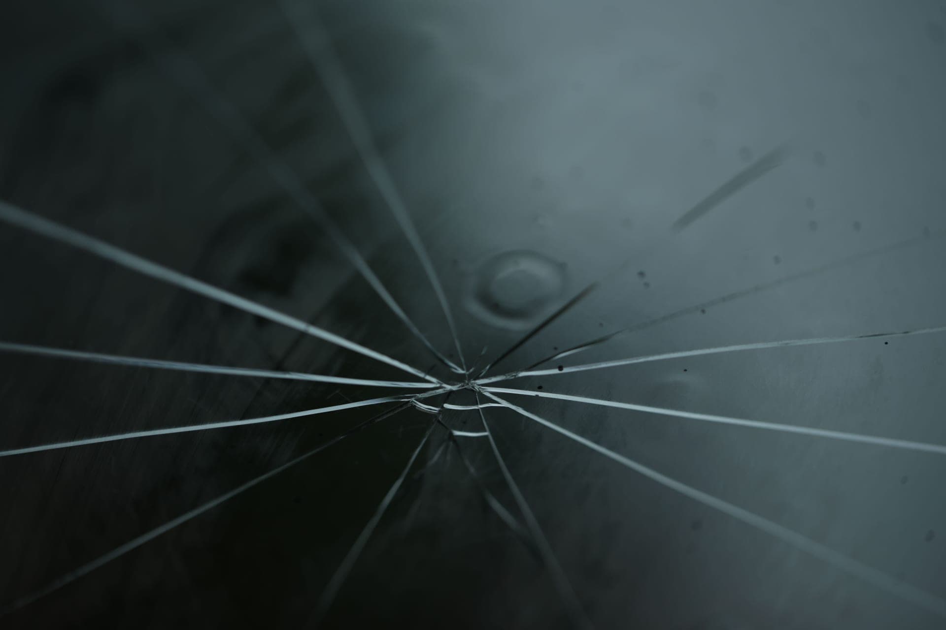 Cracked glass seen close up